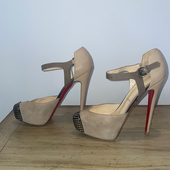 Christian Louboutin suede/crelino/calf heel, 39.5 - Picture 6 of 16